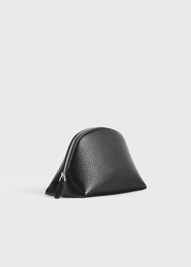 Small grained-leather day pouch black 4
