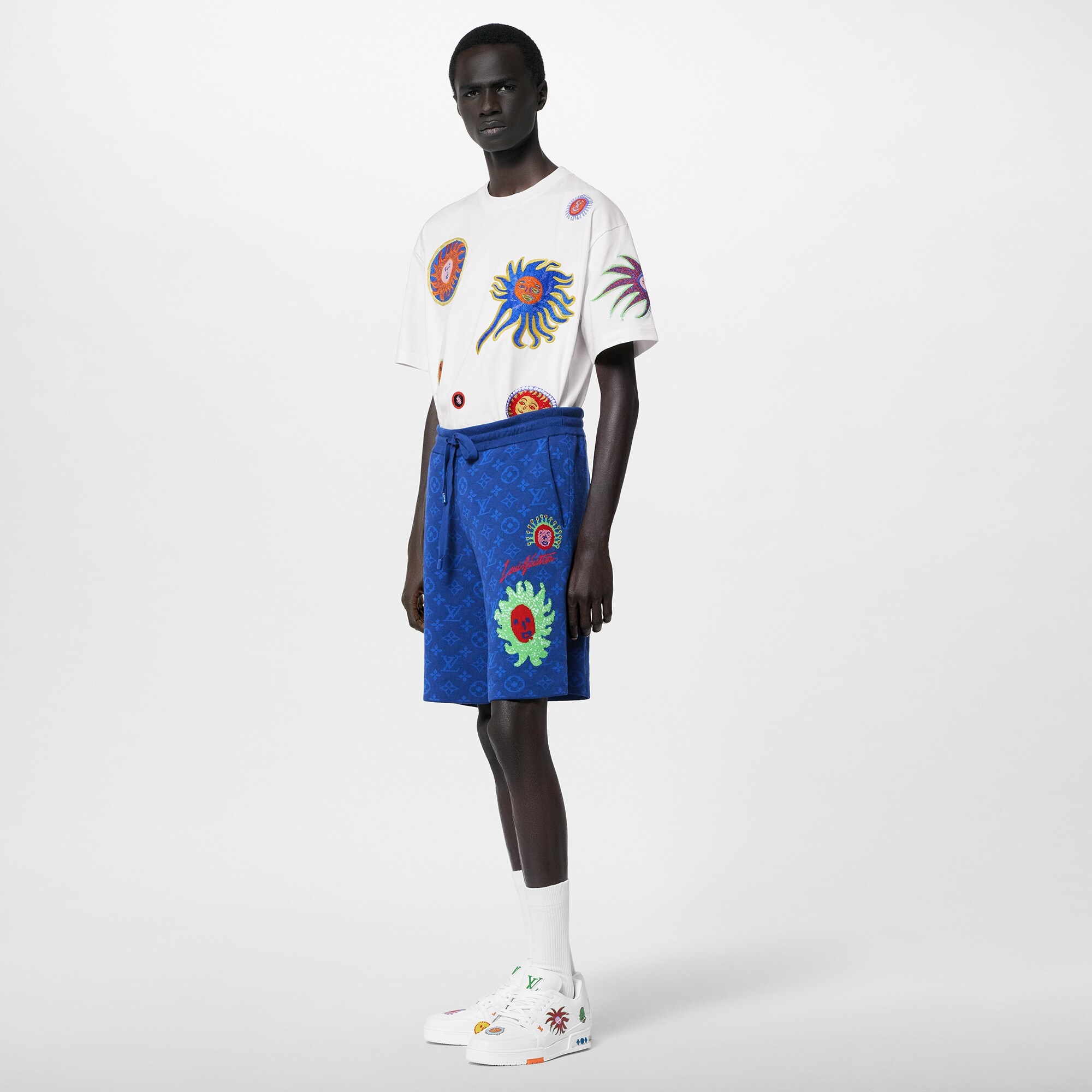 LV x YK Monogram Faces Knitted Shorts - 2