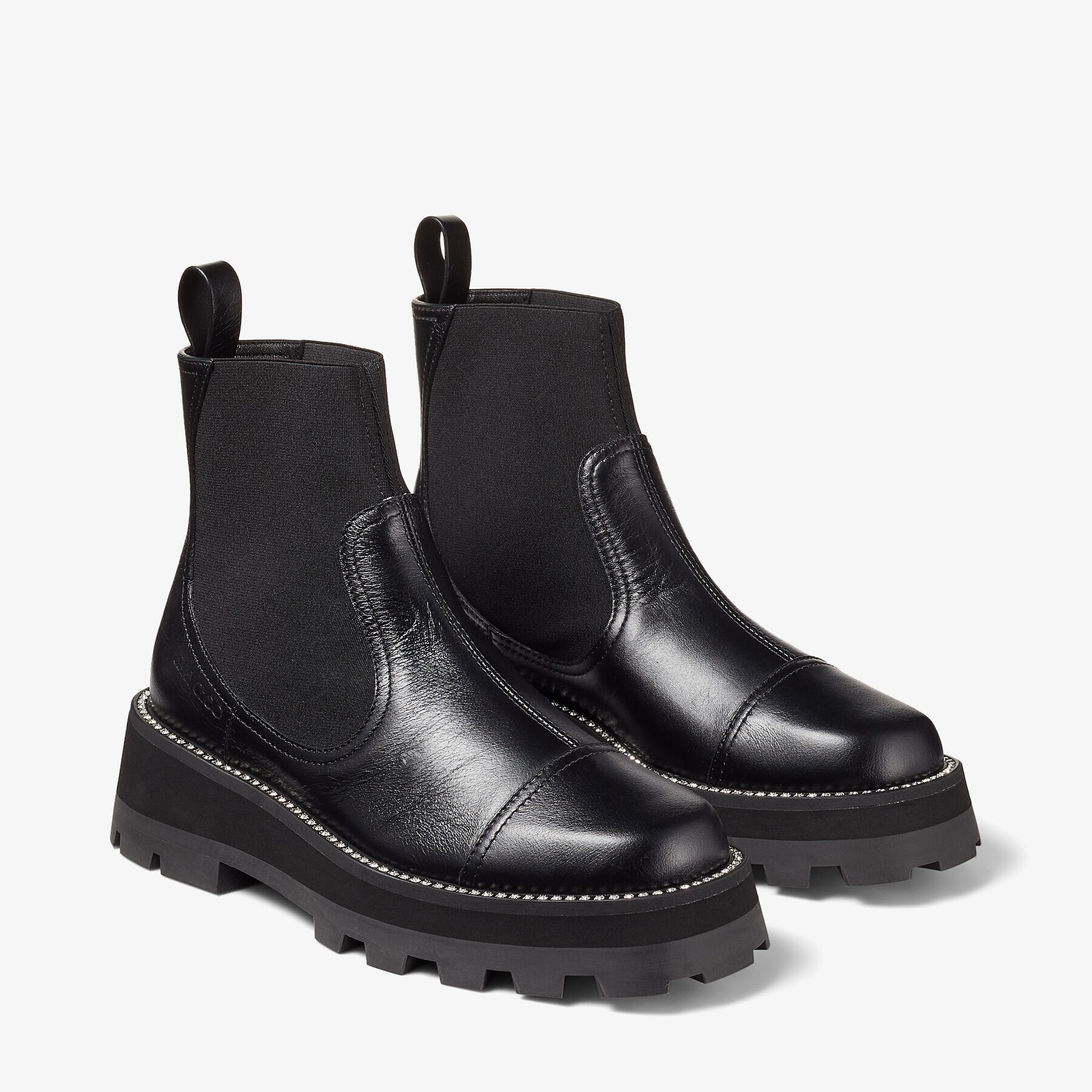 JIMMY CHOO Clayton Flat Black Vintage Leather Ankle Boots