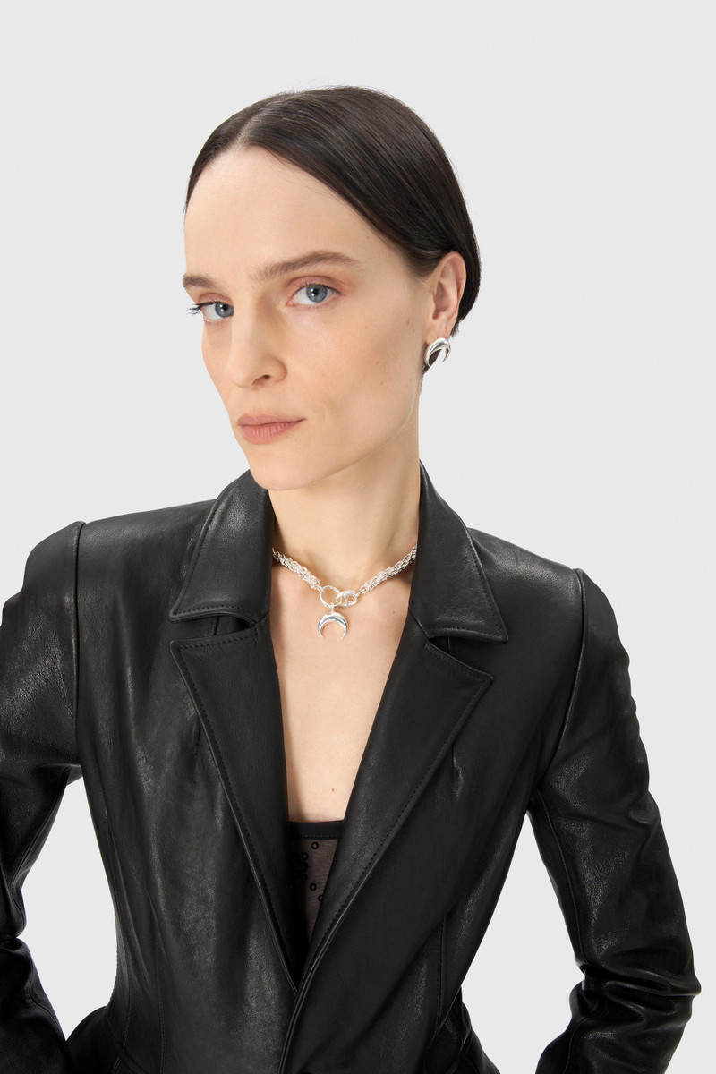 Marine Serre Rhinestone Silver Plated Moon Braided Chain outlook