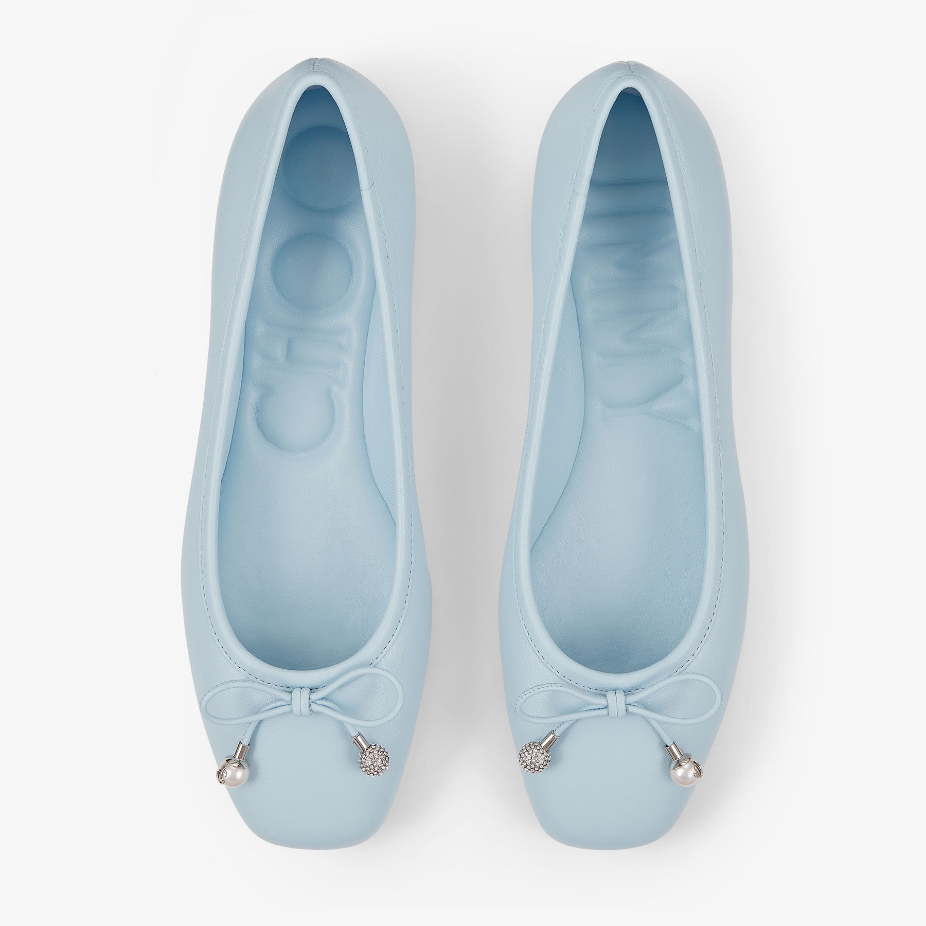 Elme Flat
Ice Blue Nappa Leather Flats with Pearl Embellishment - 4