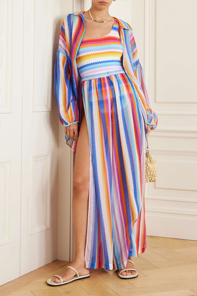 Missoni Striped cotton and silk-blend voile wide-leg pants outlook