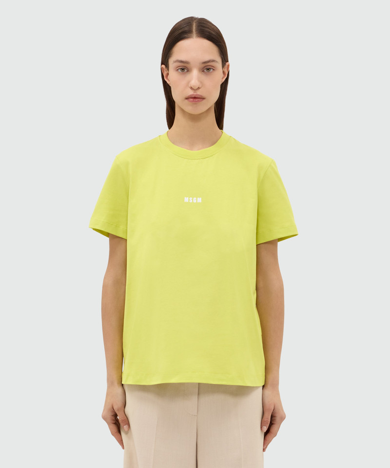 MSGM Lime short-sleeve cotton jersey T-shirt with micro logo on the front outlook