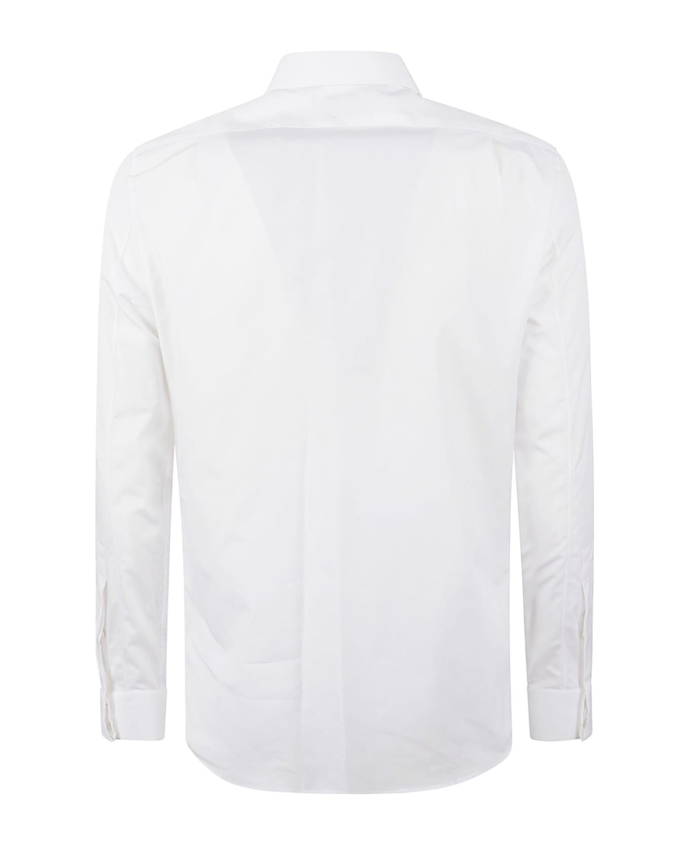 Round Hem Plain Slim Shirt - 2