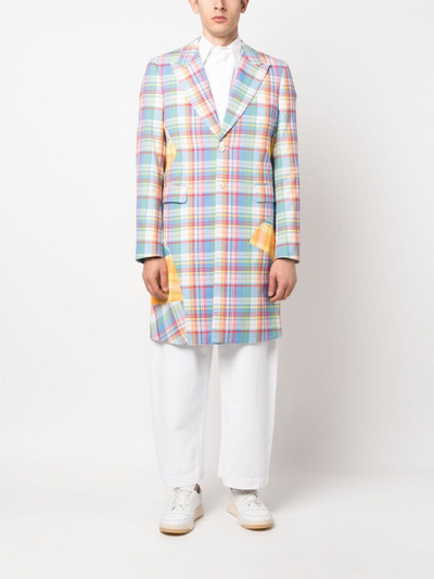 Comme des Garçons Homme Plus plaid patchwork single-breasted coat outlook