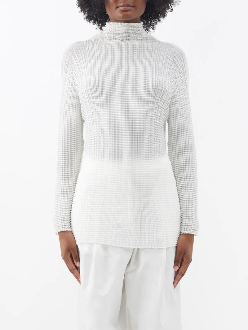 ISSEY MIYAKE Wooly Pleats high-neck technical-pleated top | REVERSIBLE