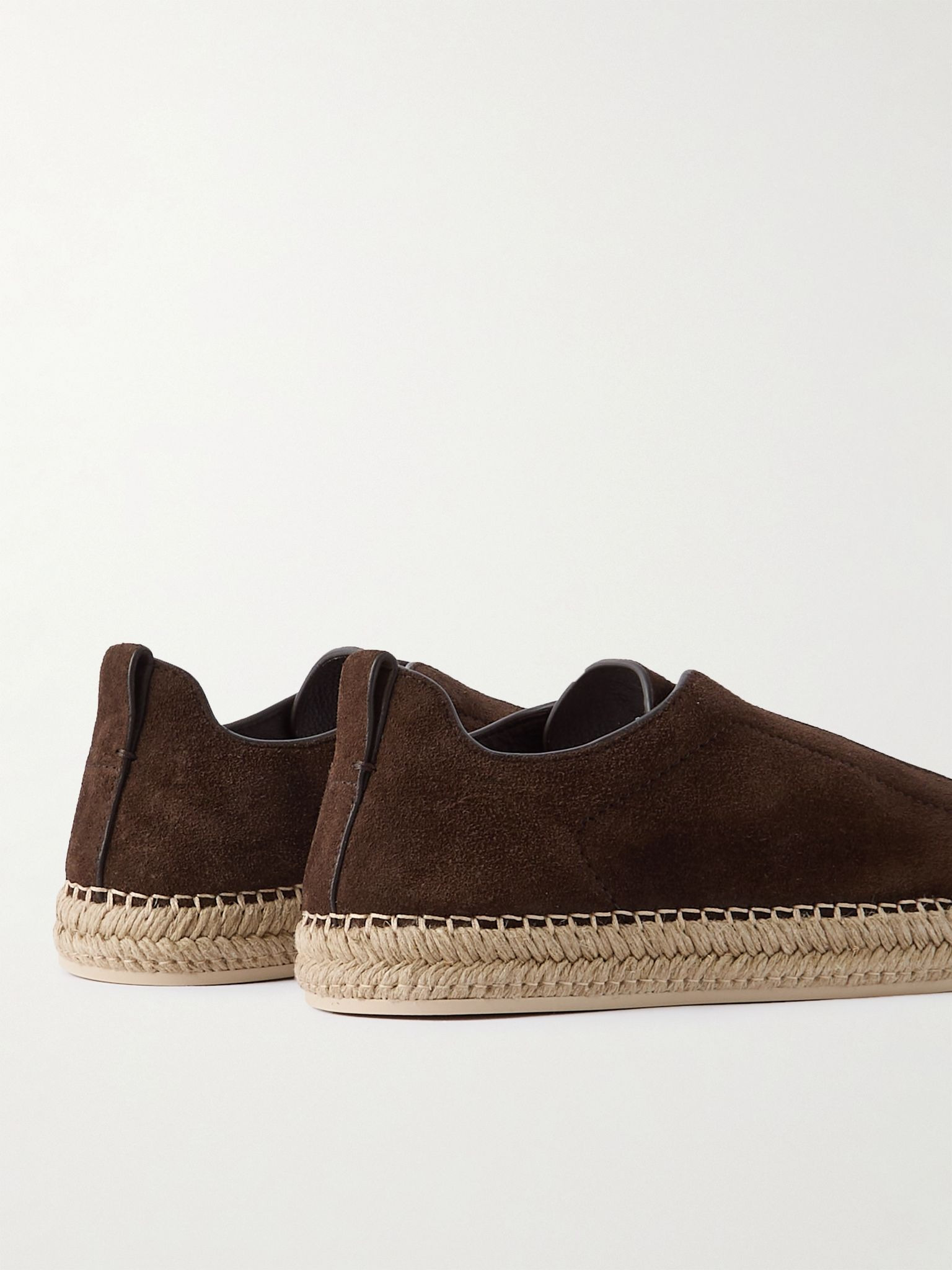 Triple Stitch™ Leather-Trimmed Suede Slip-On Sneakers Dark brown - 5