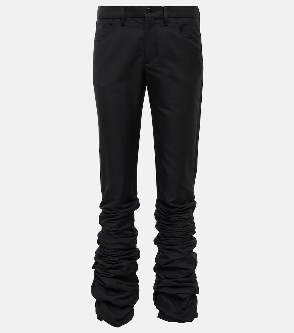 Gathered mid-rise straight pants - 1