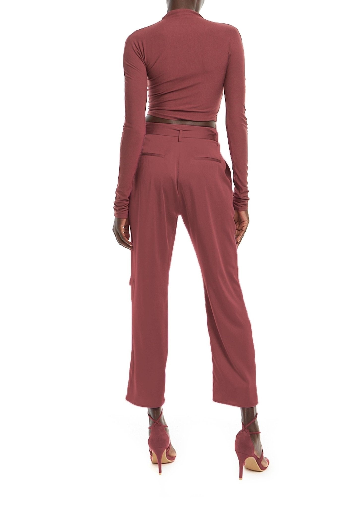 Satin Belted Cropped Pant - 2