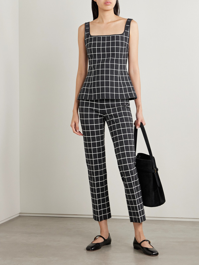 HIGH SPORT Louis Cropped Checked Cotton-blend Straight-leg Pants outlook