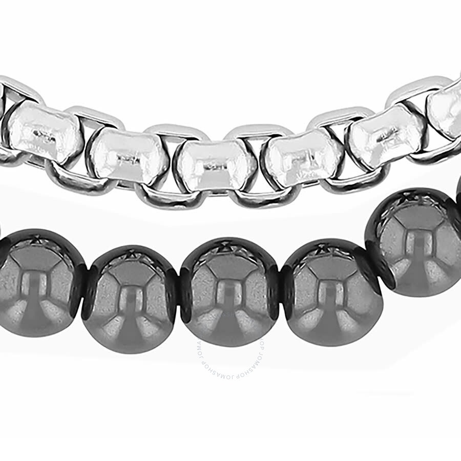 Robert Alton - Robert Alton Stainless Steel Hematite Bead Bolo Bracelet - 2