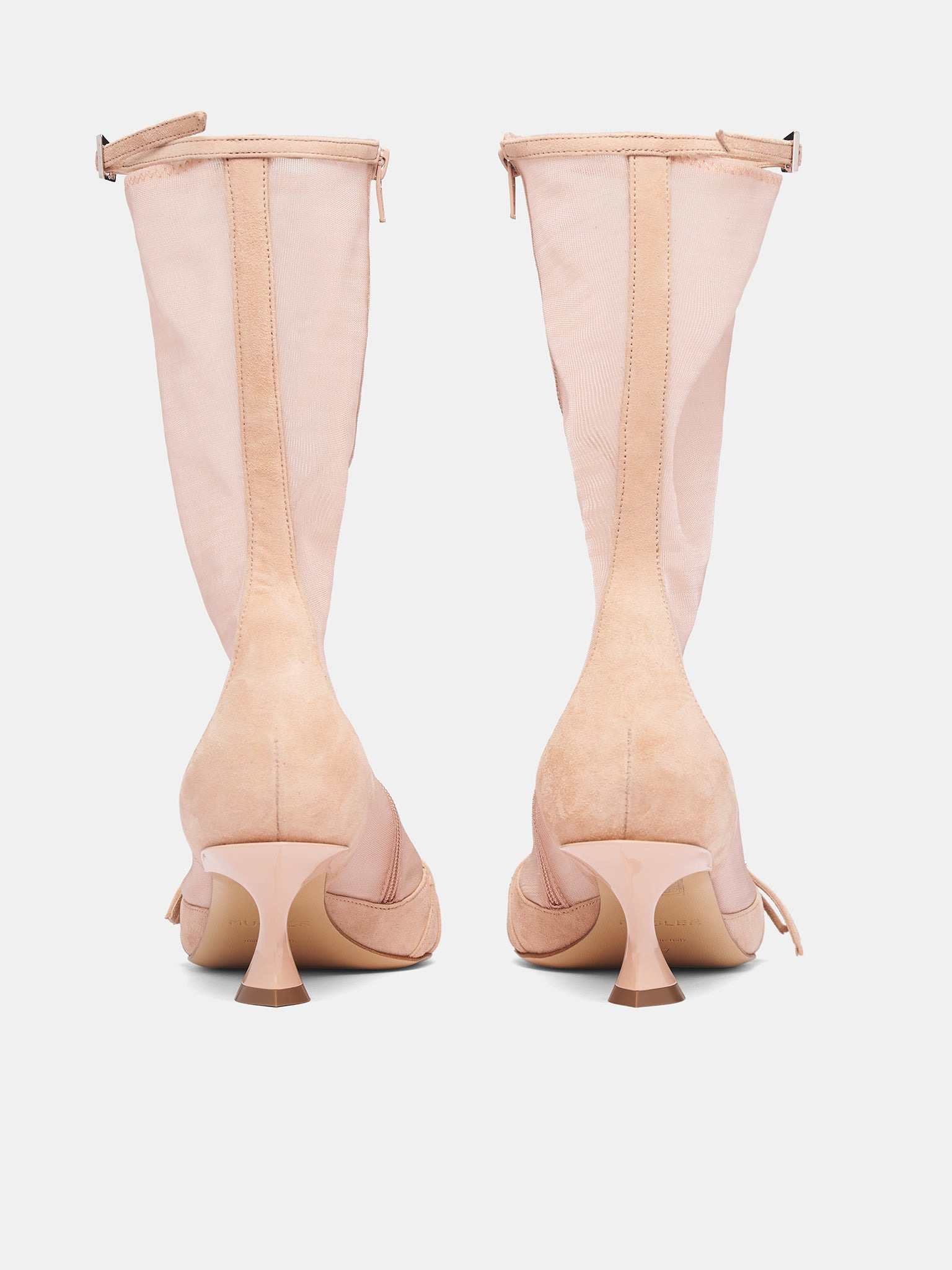 Nude Mesh Suede Kitten Boots - 4