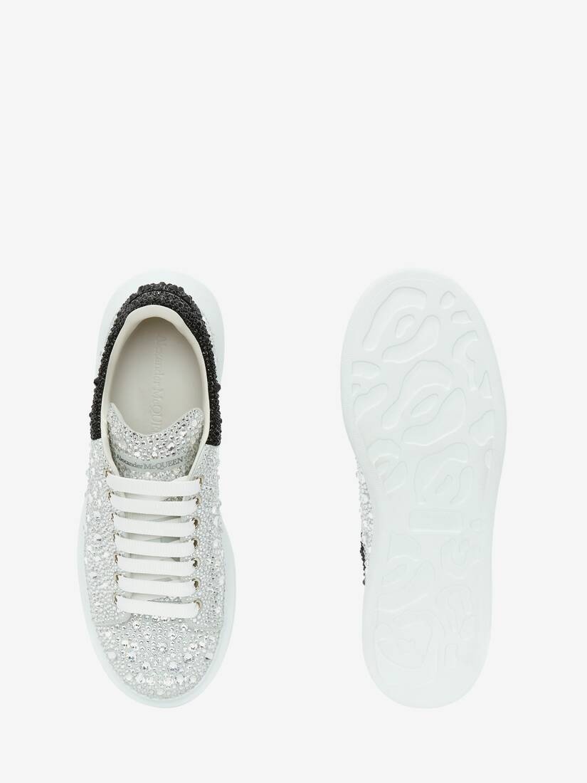 Men's Crystal-embellished Oversized Sneaker in White/black - 4