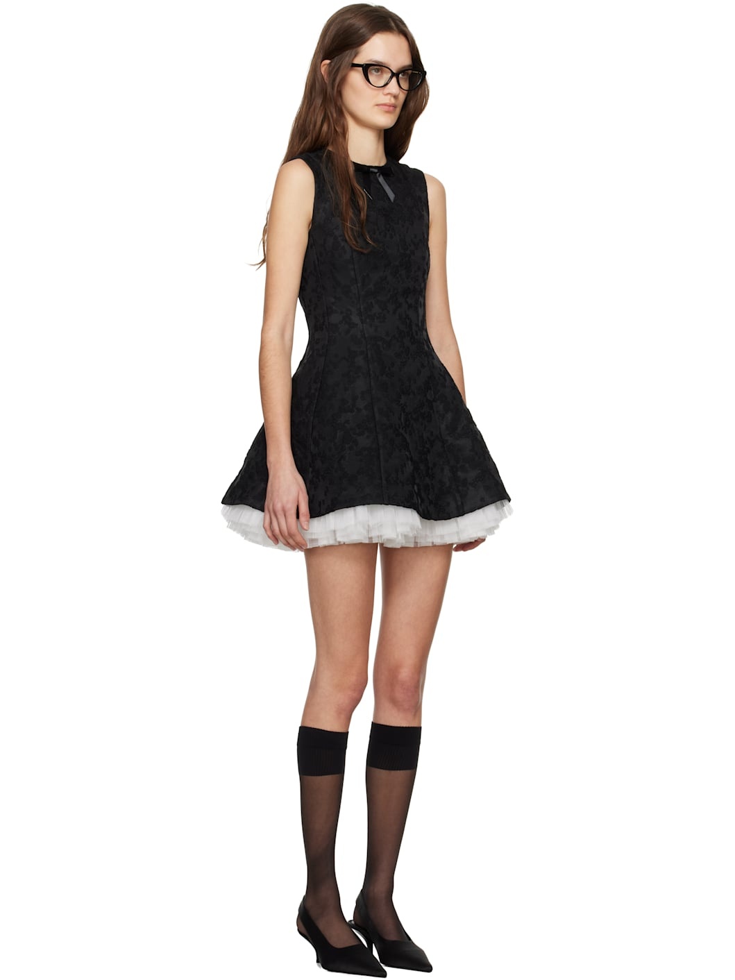 Black Puffy Sleeveless Minidress - 2