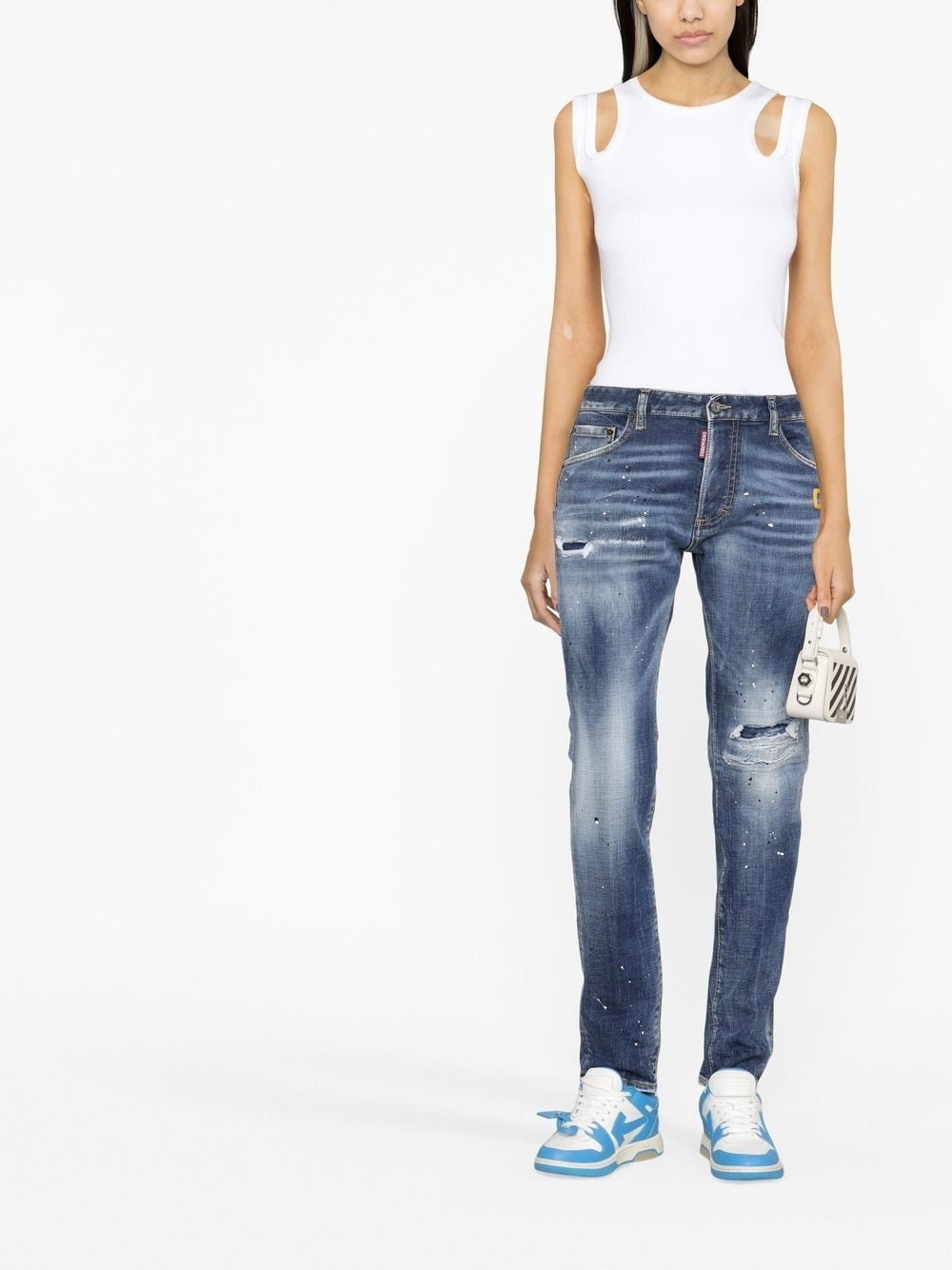 distressed-finish denim jeans - 2