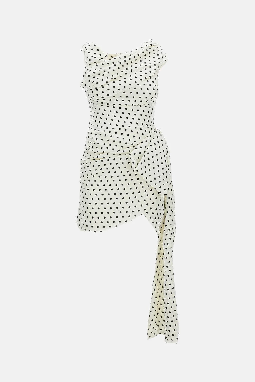 Mini flared dress with polka dots - 1