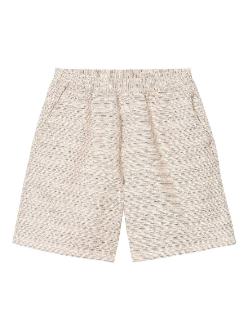 stripe-pattern elastic-waist shorts 1
