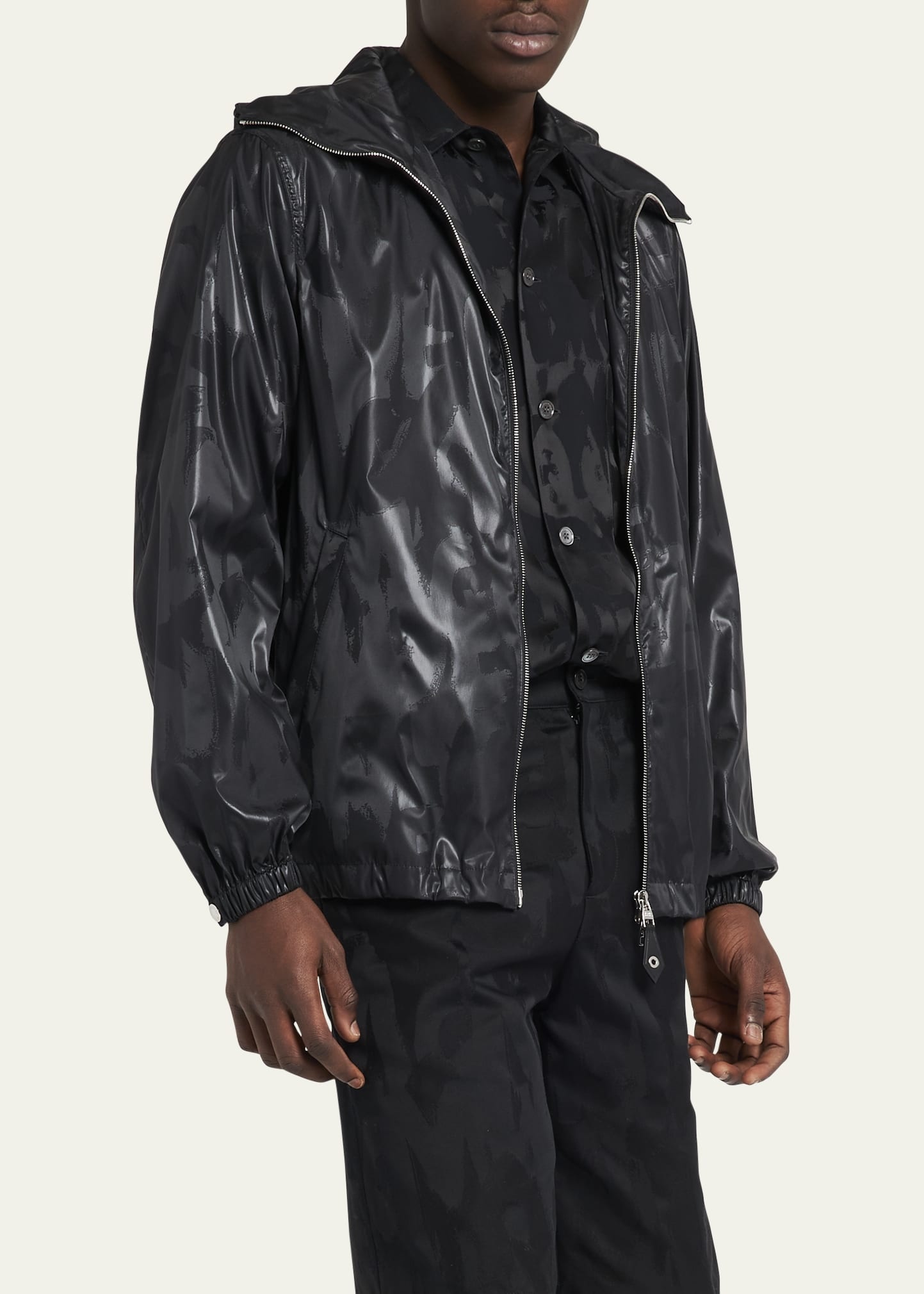 Men's Tonal Graffiti Wind-Resistant Jacket - 4