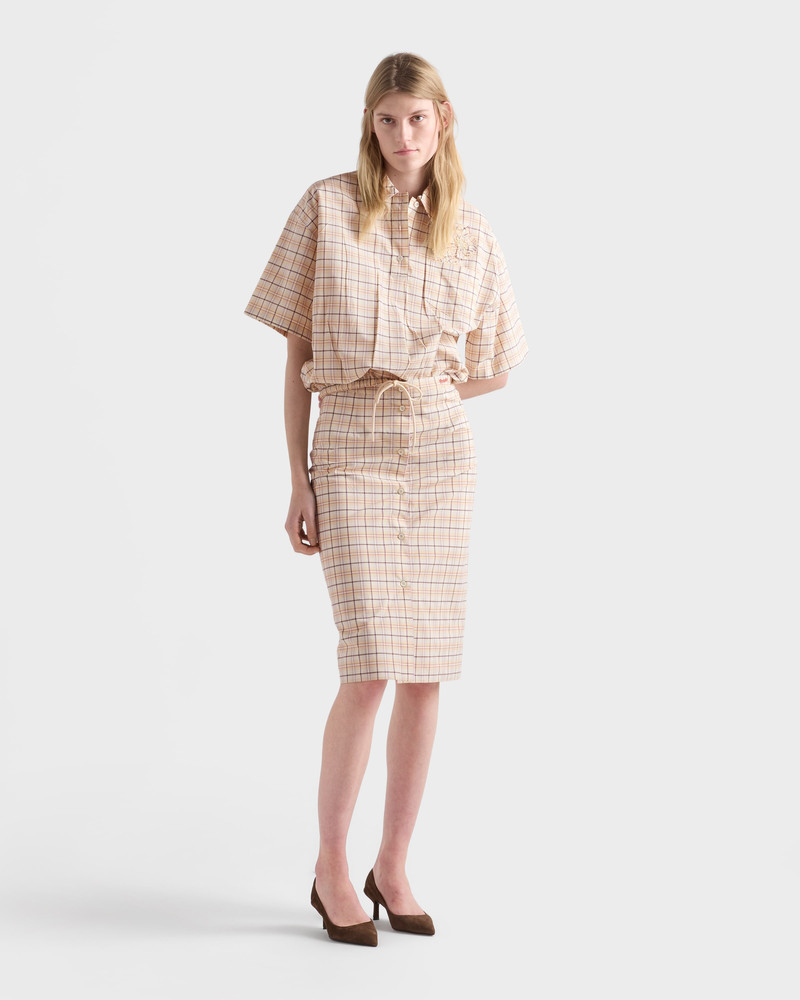Prada Checked cotton poplin pencil skirt outlook