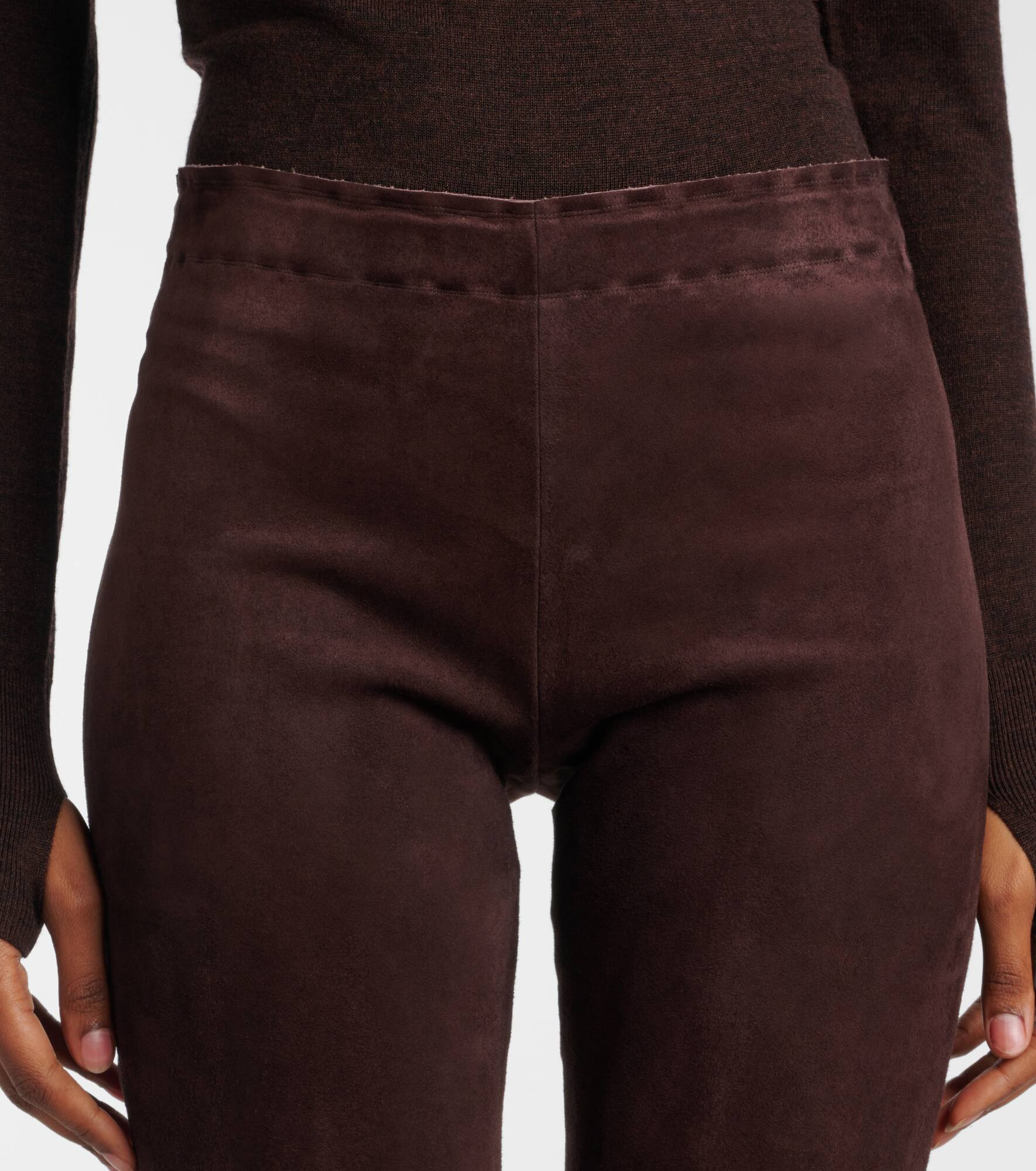 Carolyn mid-rise suede leggings - 4