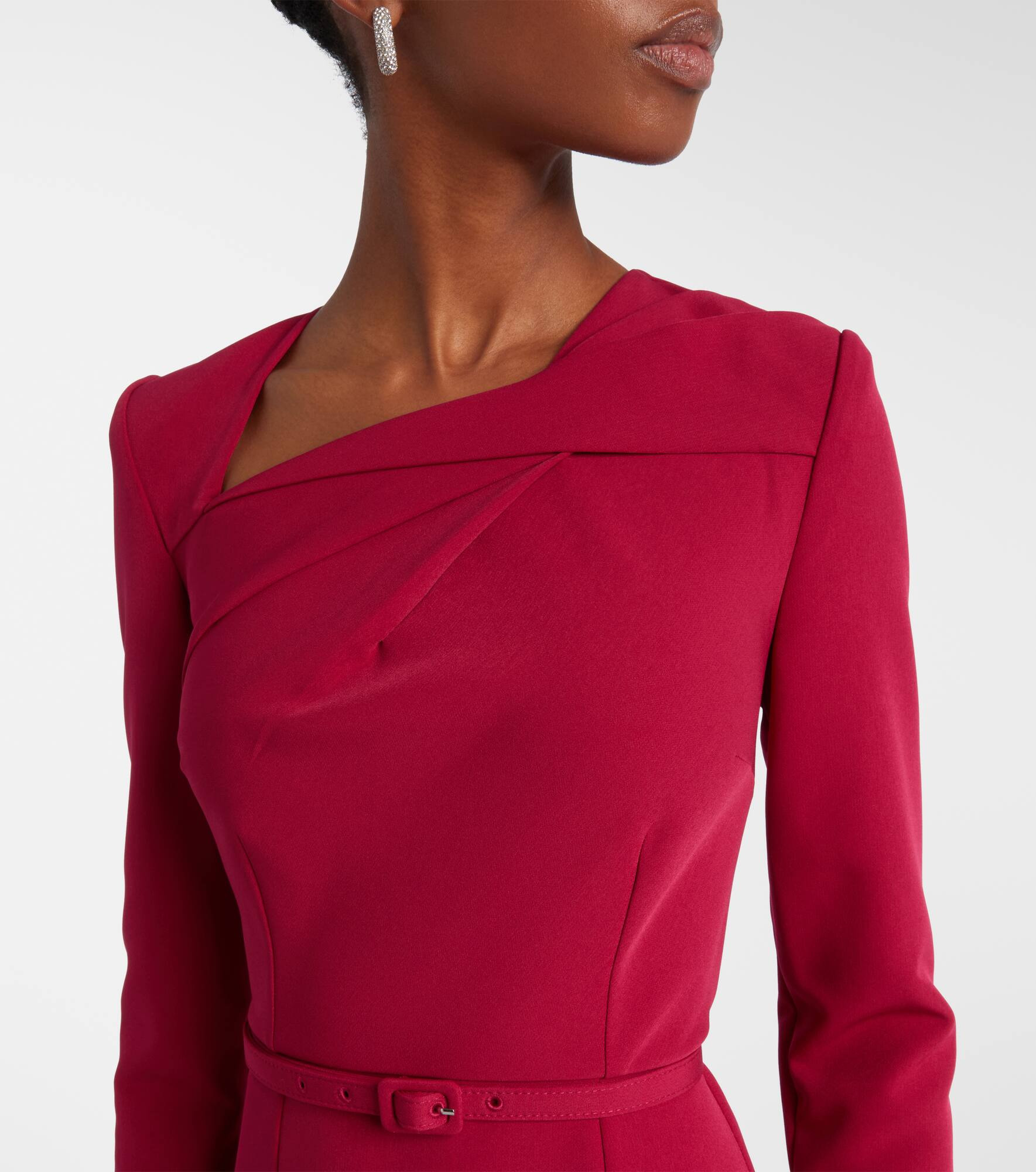 Belted crêpe midi dress - 4