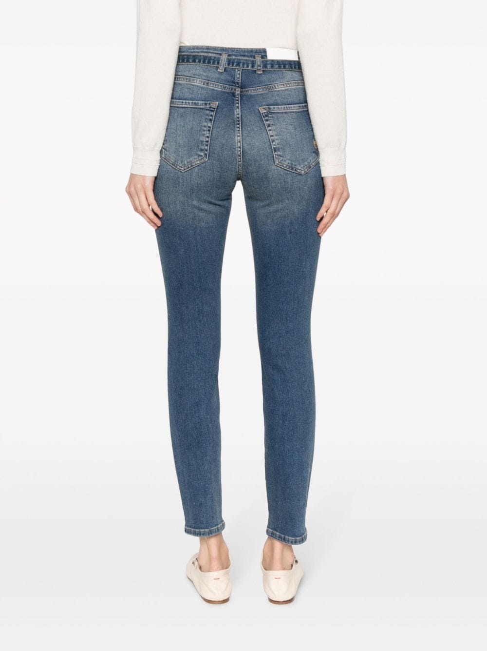 skinny-cut belted jeans - 4