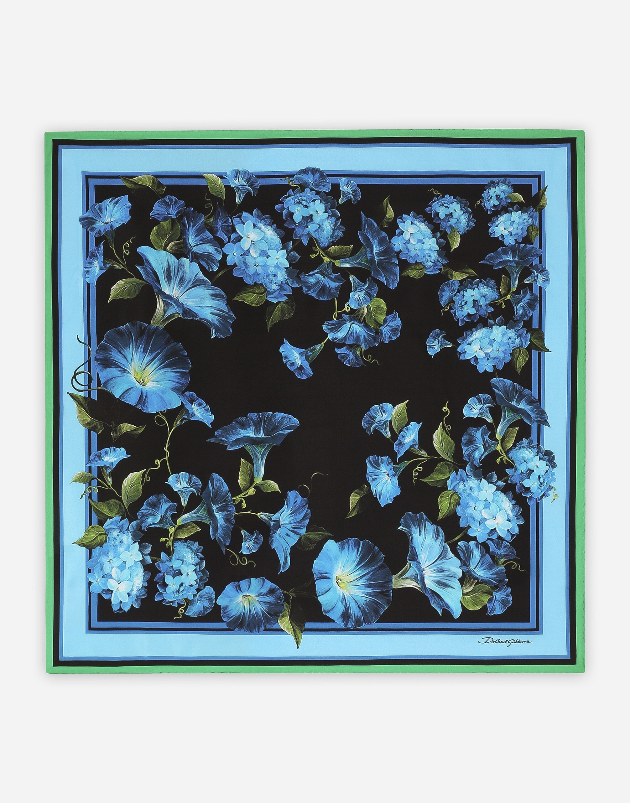 Bluebell-print twill scarf (70 x 70) - 1