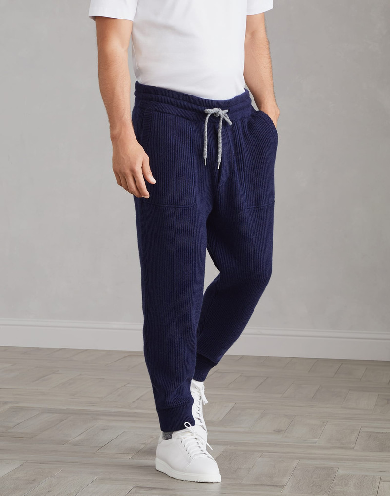 Cashmere English rib knit joggers - 1