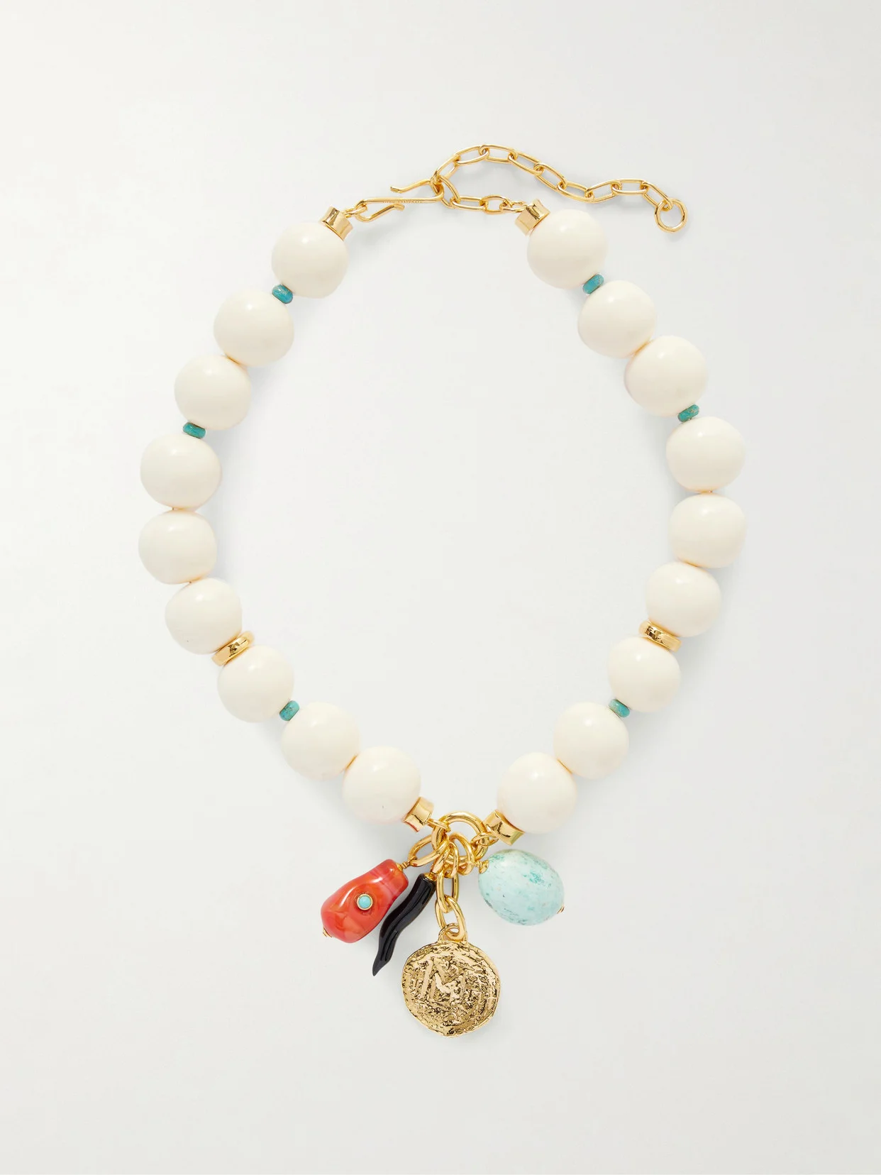 Blanca Gold-tone, Turquoise And Agate Beaded Necklace - 1