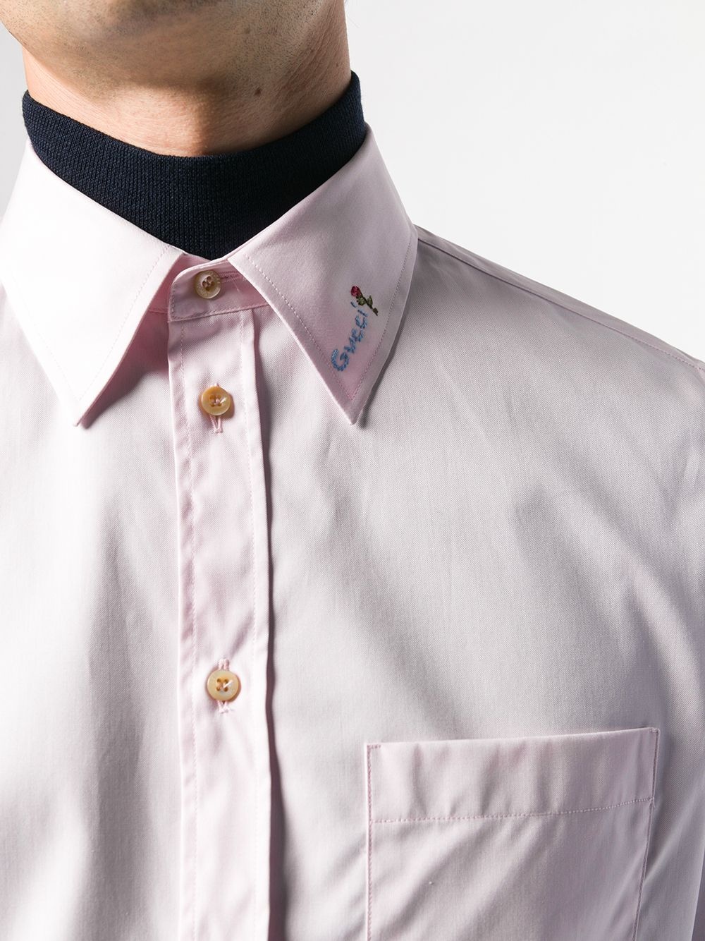 embroidered logo buttoned shirt - 5