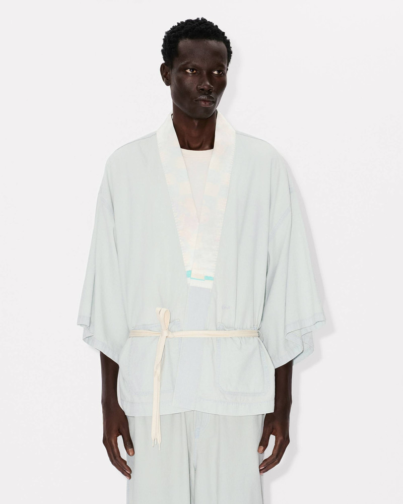 KENZO Oversized kimono shirt in stone bleach chambray outlook