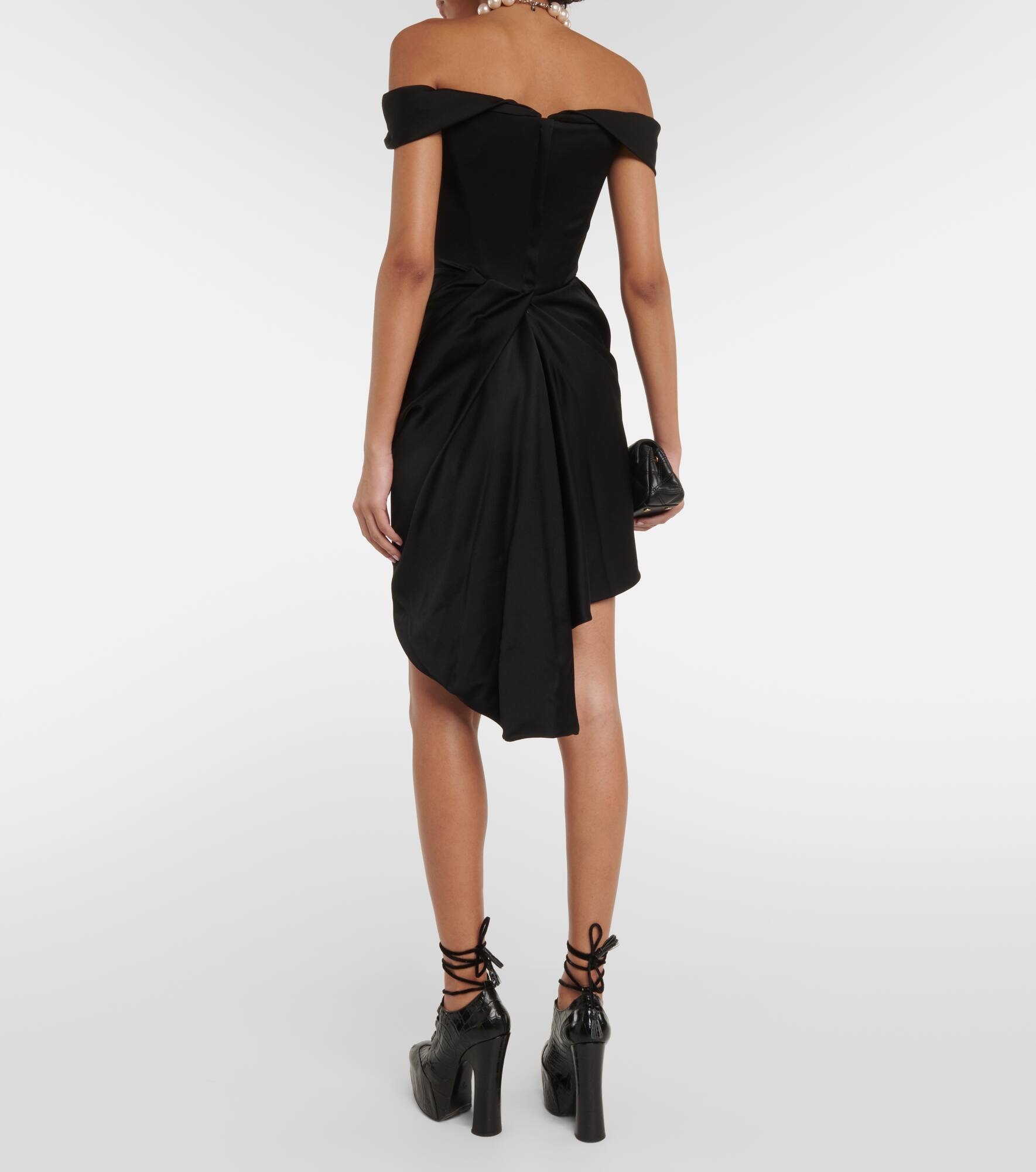 Off-shoulder bustier crêpe minidress - 3