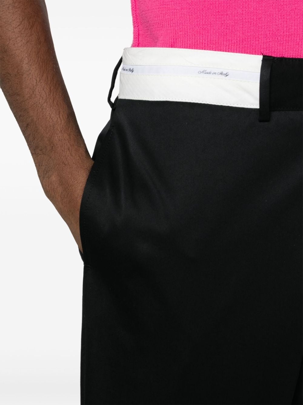 contrasting-waistband tapered trousers - 5