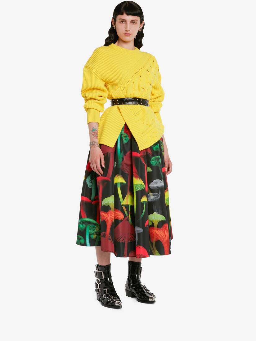 Women's Pieced And Patched Twisted Jumper in Bright Yellow - 3