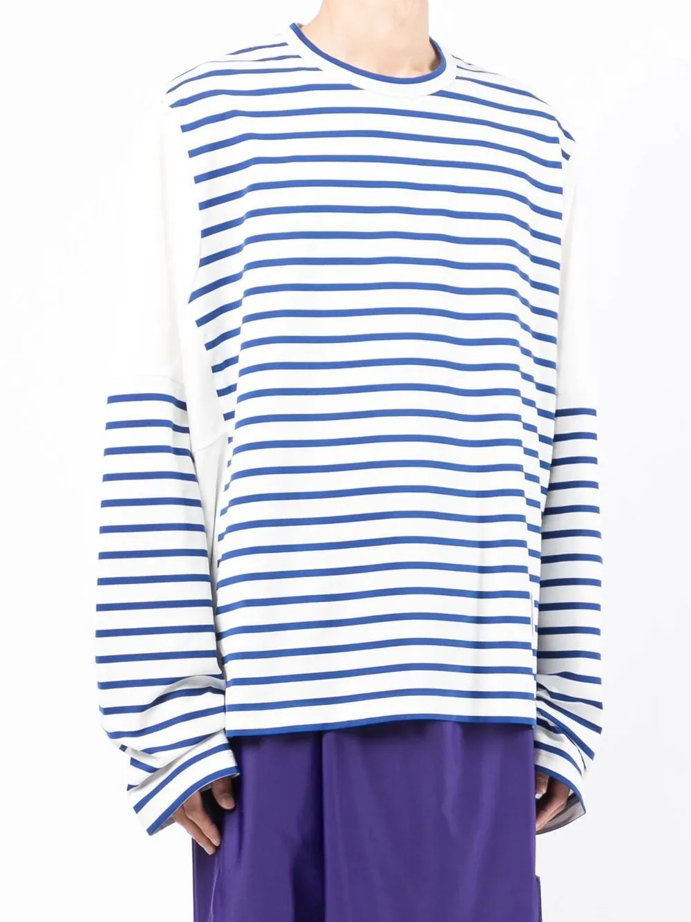 stripe detail crew neck jumper - 3