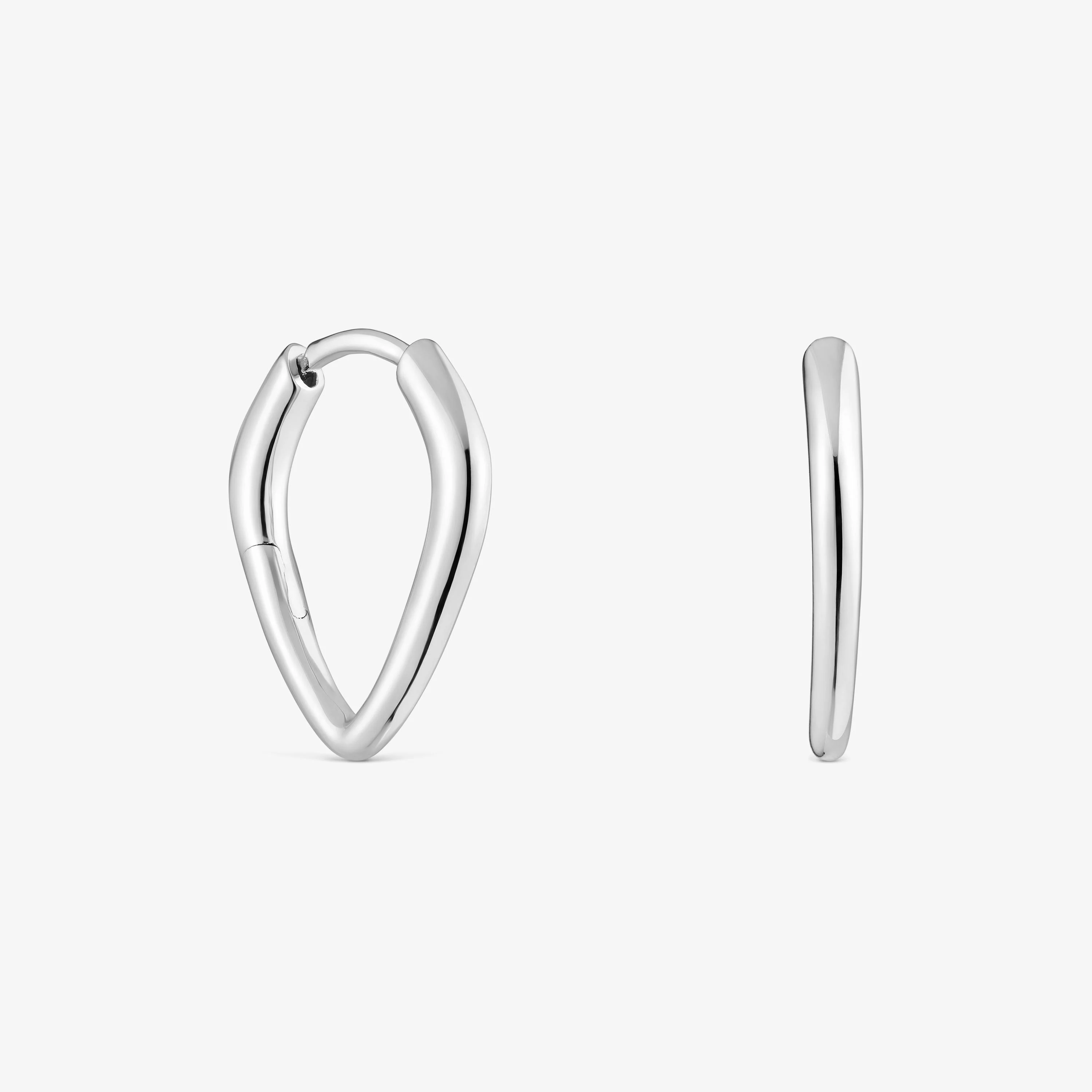 Short silver pointed Hoop earrings Basics - 1
