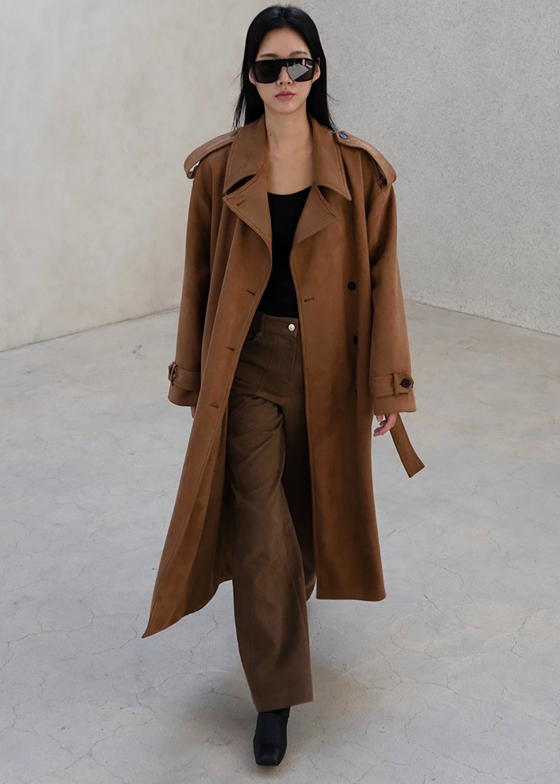 Lulea Faux Suede Trench Coat - Camel 4