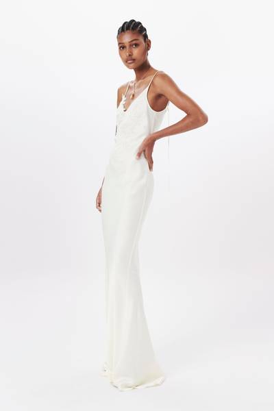 Victoria Beckham Exclusive Lace Detail Floor-Length Cami Dress In Ivory outlook