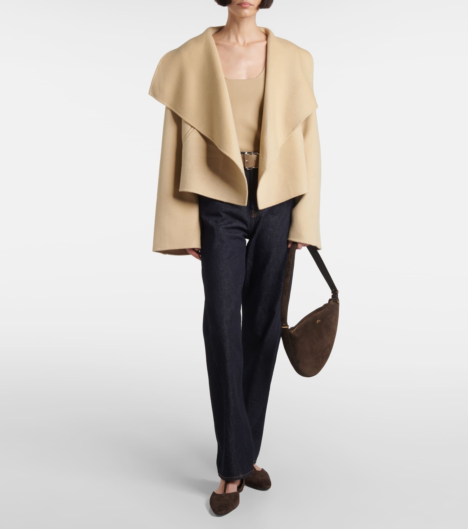 Scooped suede shoulder bag - 5