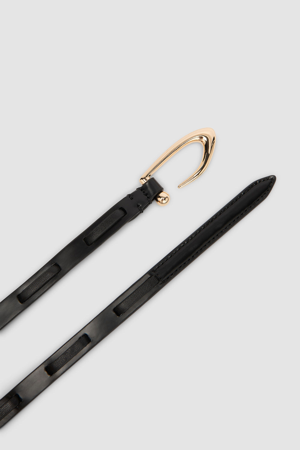 Chimera Interlaced Black Semi Patent and Nappa Leather Belt - 3