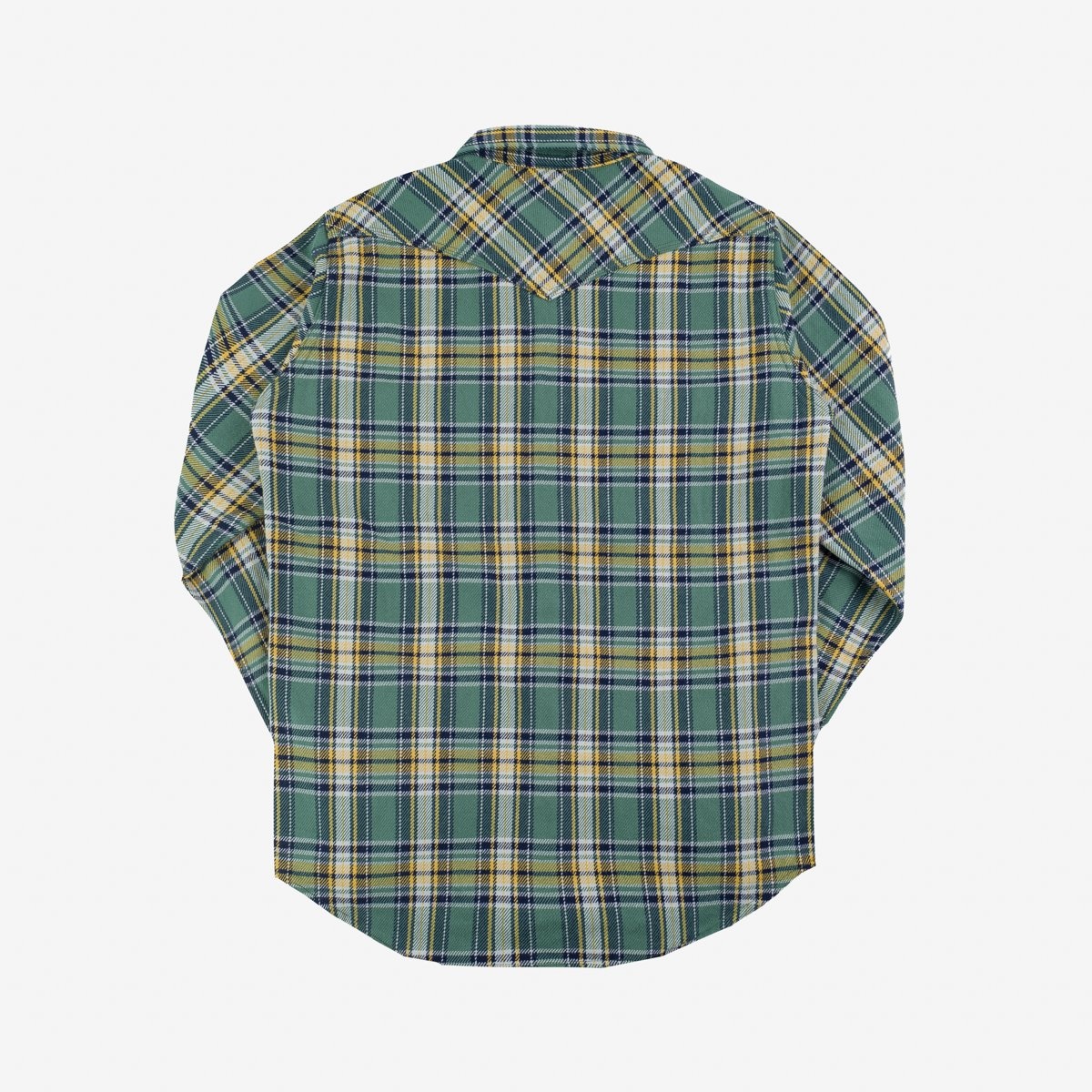 Ultra Heavy Flannel Tartan Check Western Shirt - Green - 5
