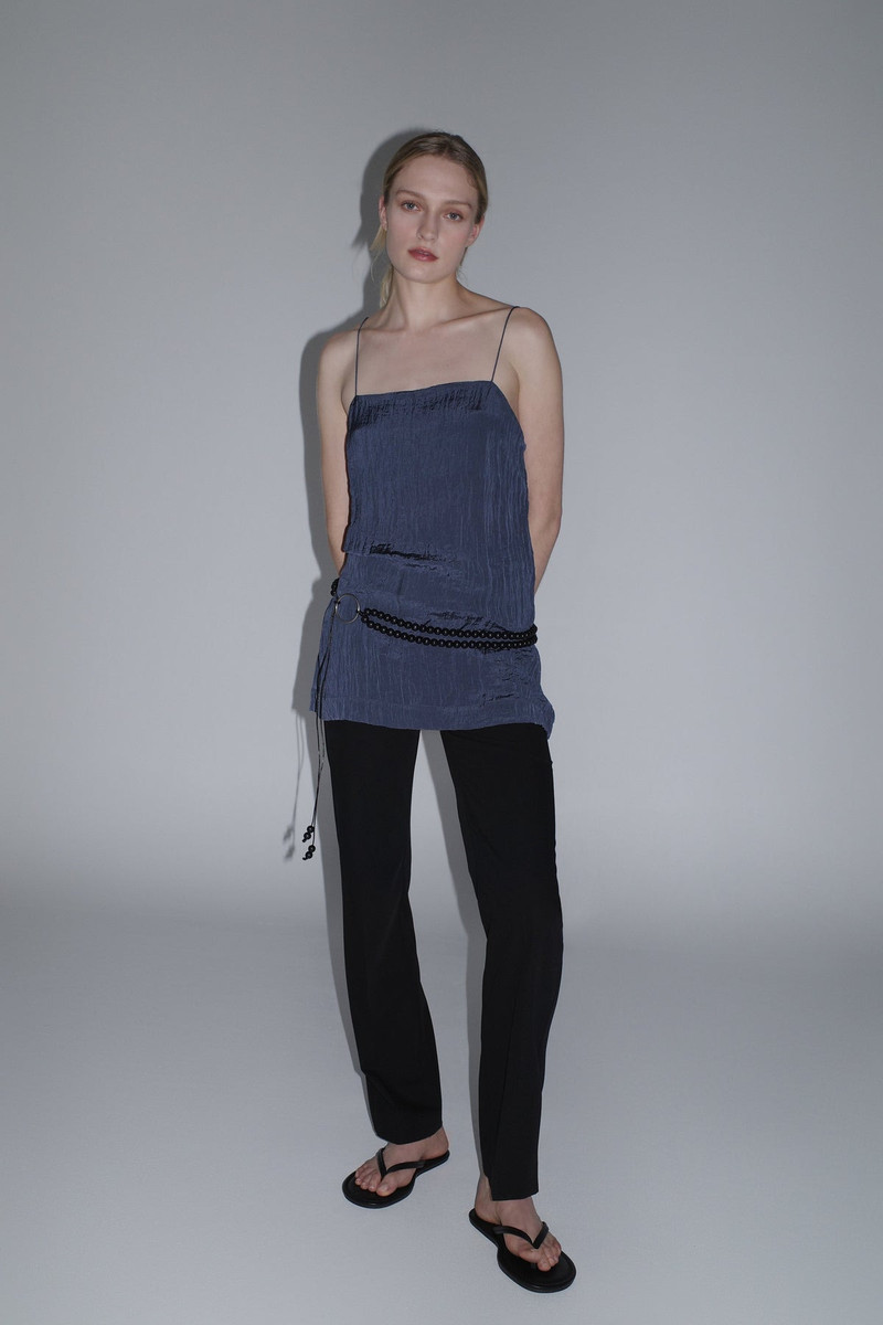 Crinkle Square Neck Mini Dress - Ink 5
