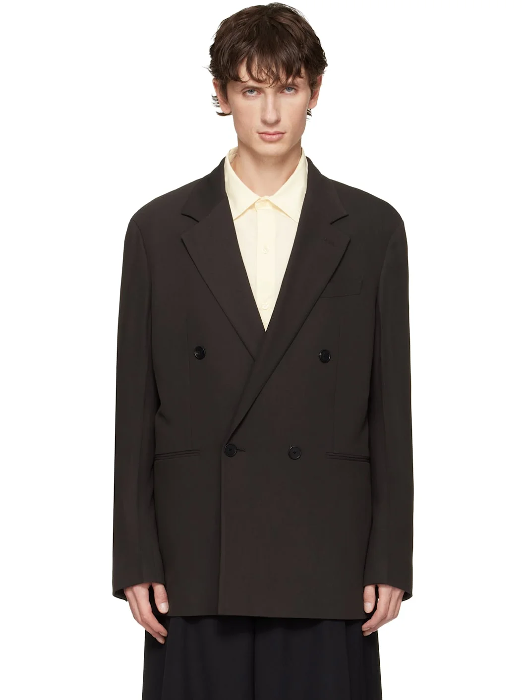 Brown Double-Breasted Blazer - 1