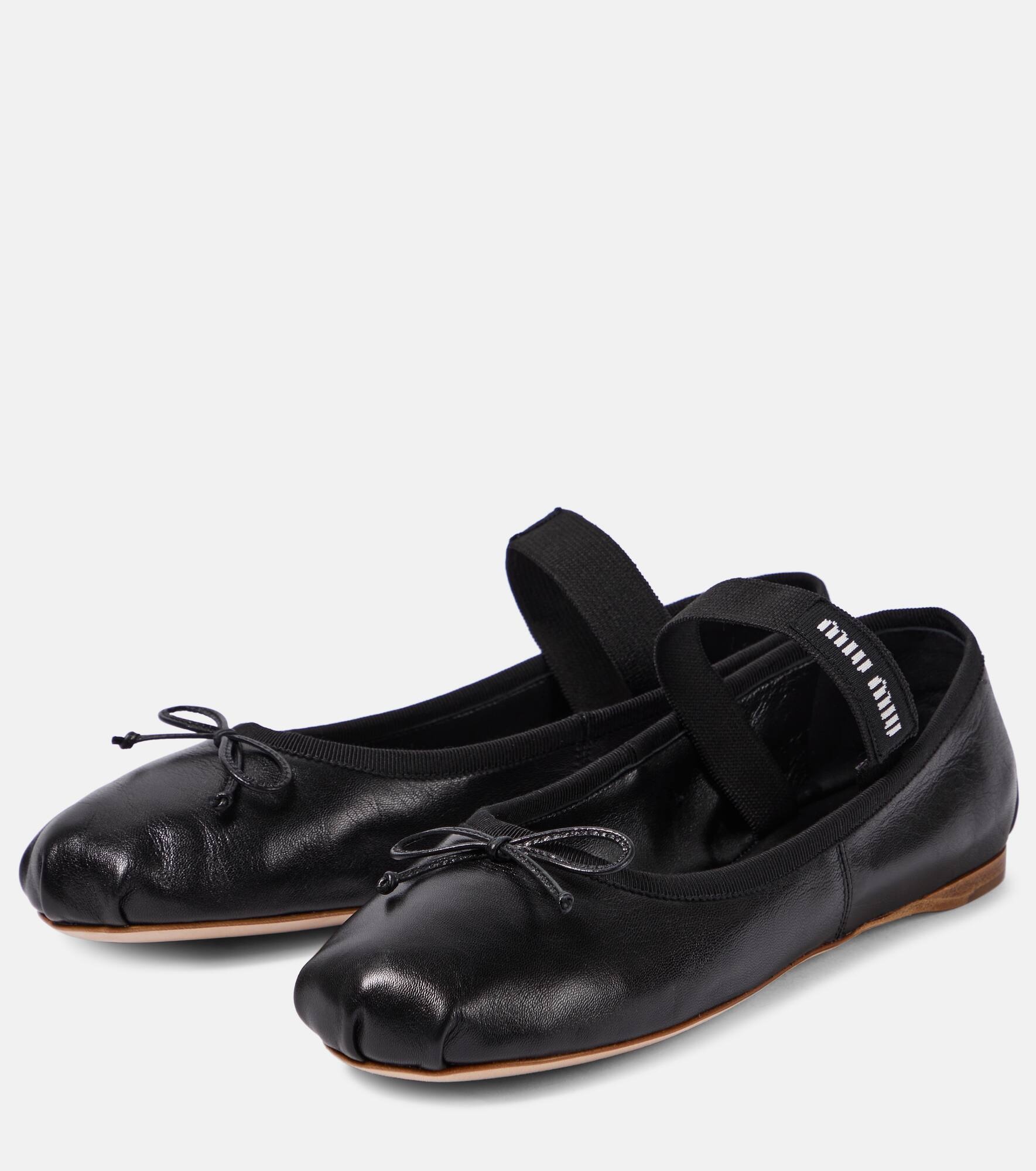 Logo leather ballet flats - 5