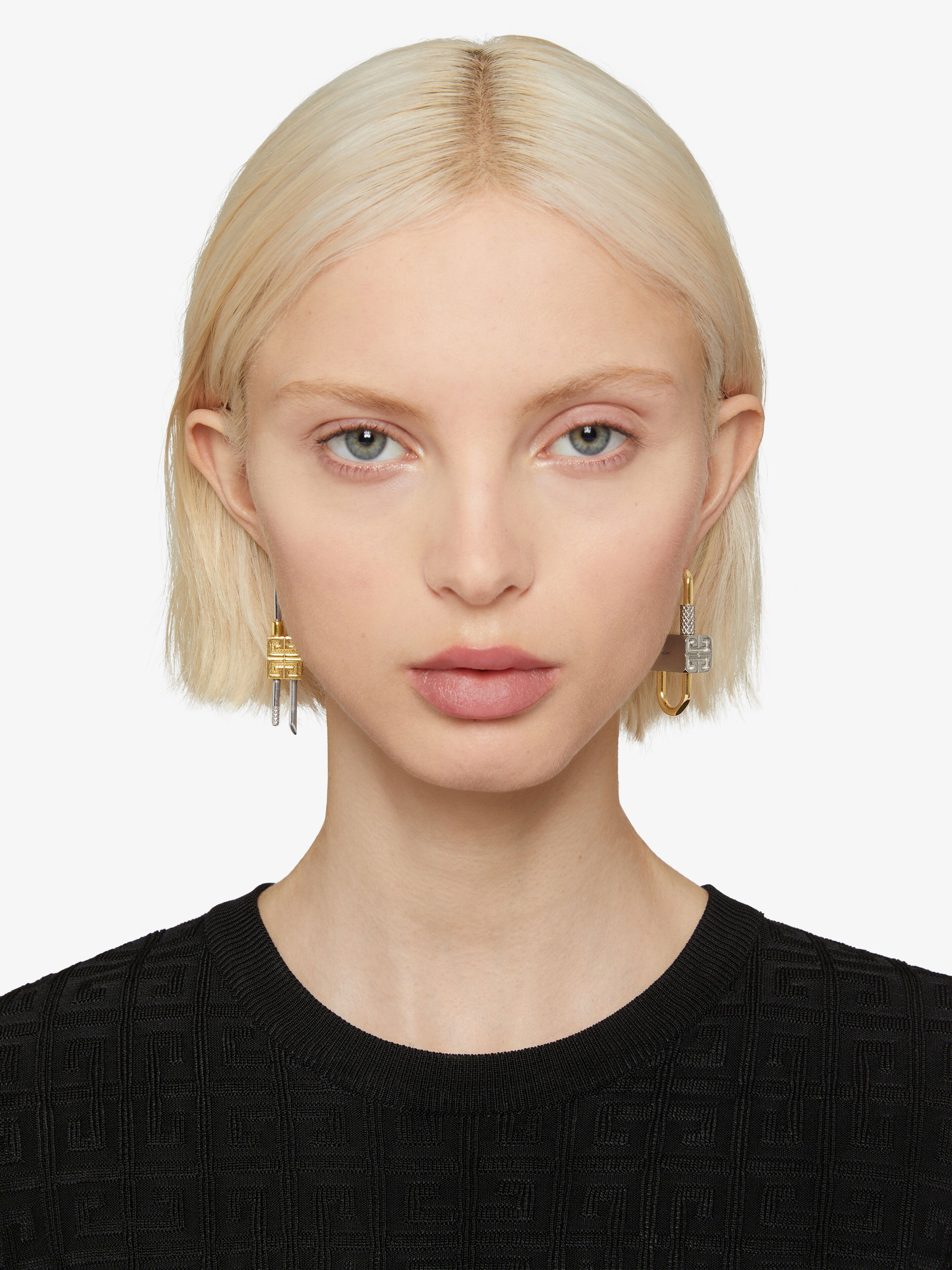 LOCK ASYMMETRICAL EARRINGS IN METAL - 3