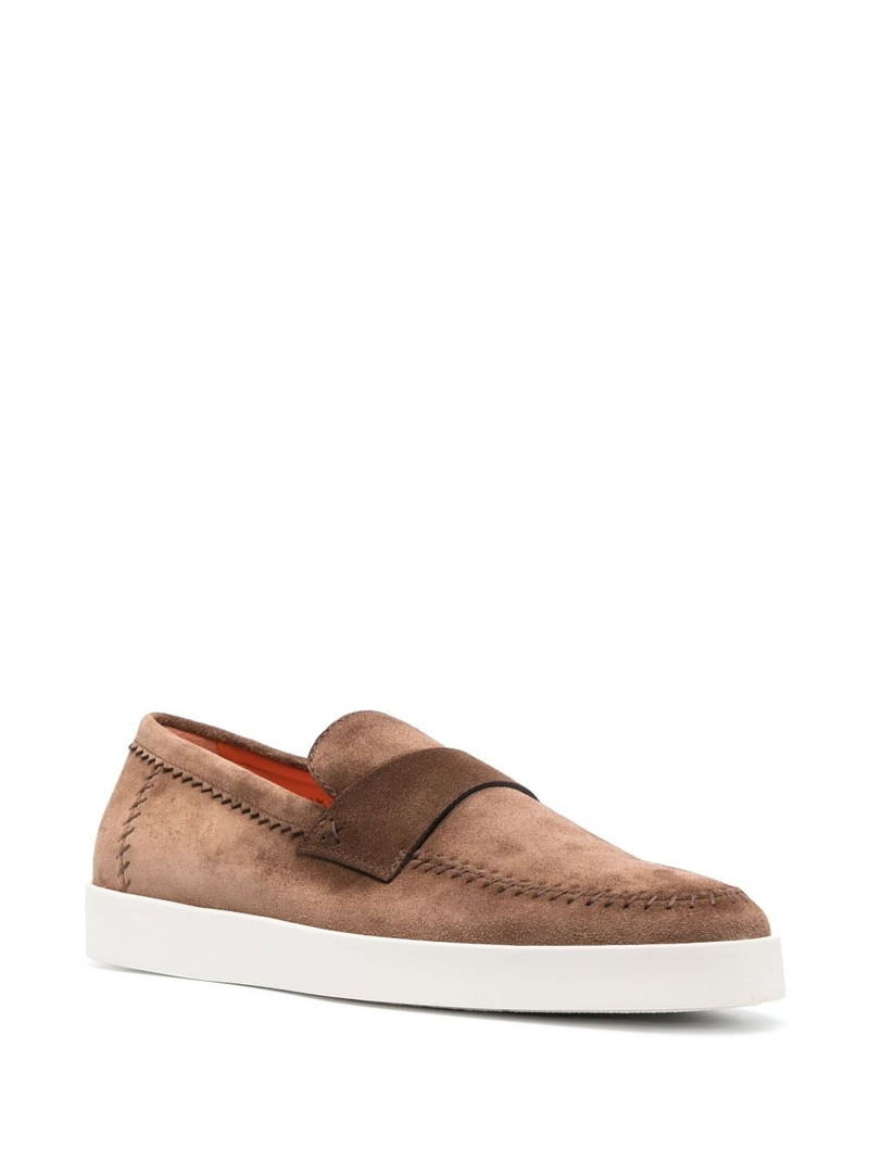 Santoni penny suede loafers outlook