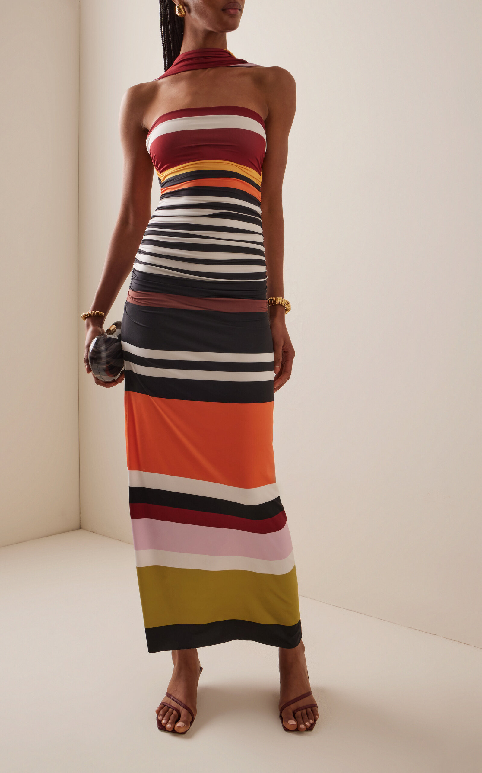 Ornella Ruched Jersey Maxi Dress multi - 4