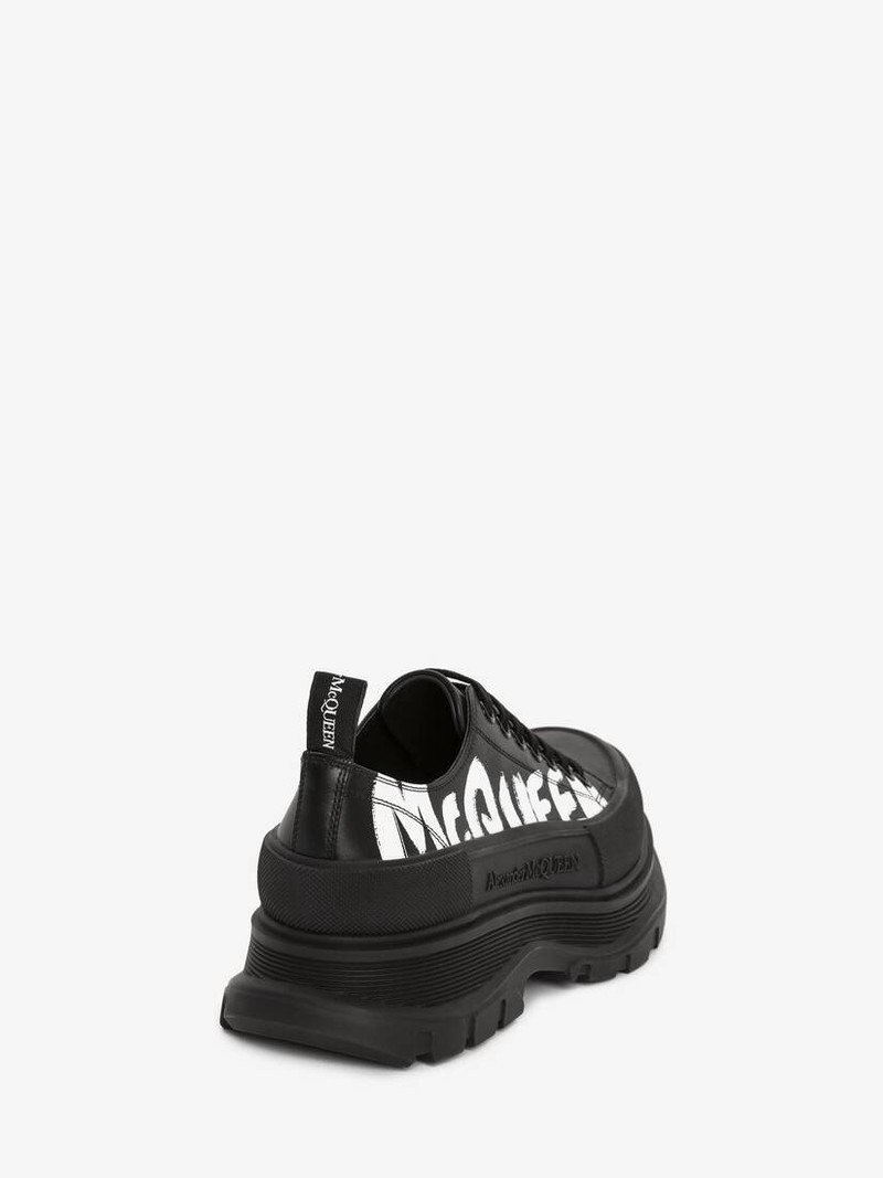 Alexander McQueen Men's McQueen Graffiti Tread Slick Lace Up in Black/white outlook