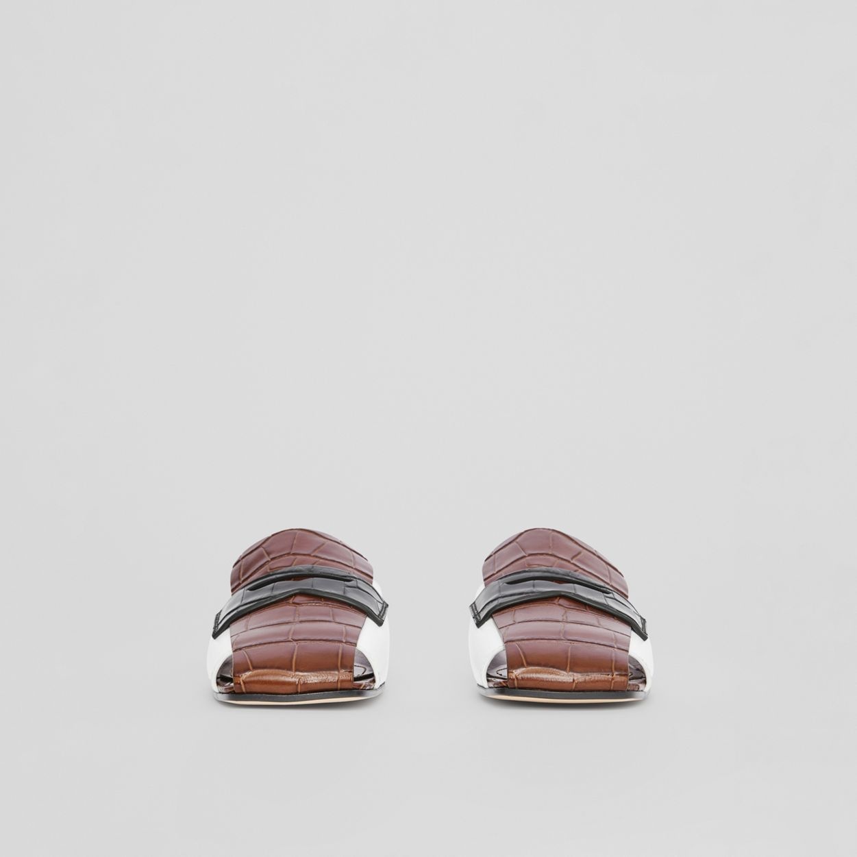 Tri-tone Loafer Detail Leather Mules - 5