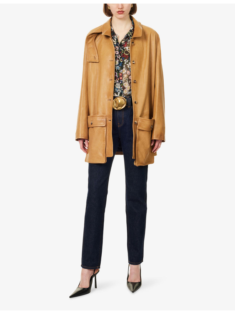 KHAITE Harmon Midi Leather Coat outlook